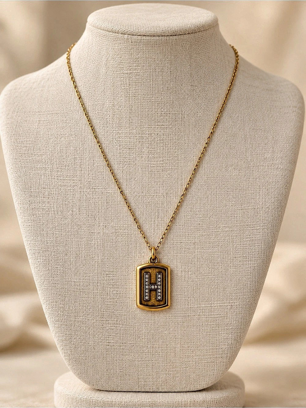 Gold-Tone H Pendant Necklace 305